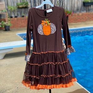COPY - Brown dress with attached ruffle skirt. size 6